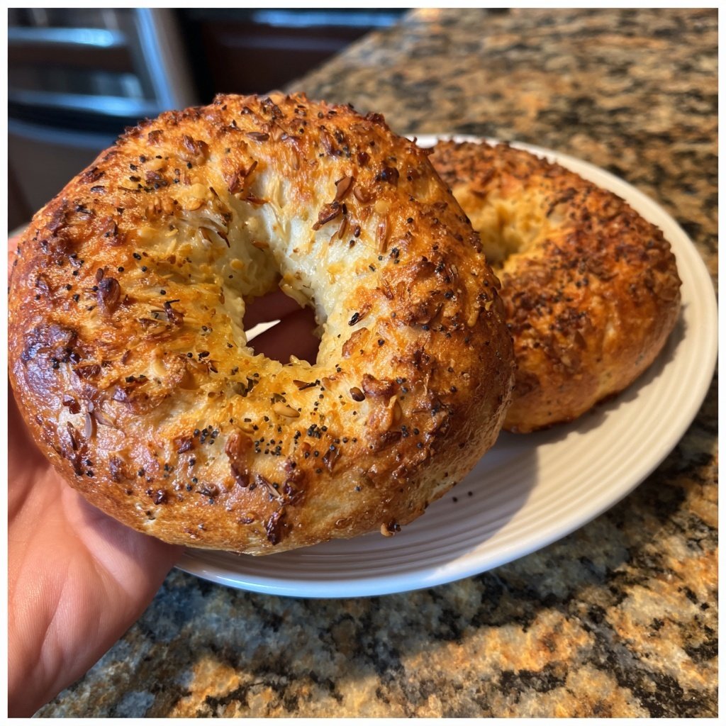 Protein Bagels mit Knoblauch Kraut Geschmack