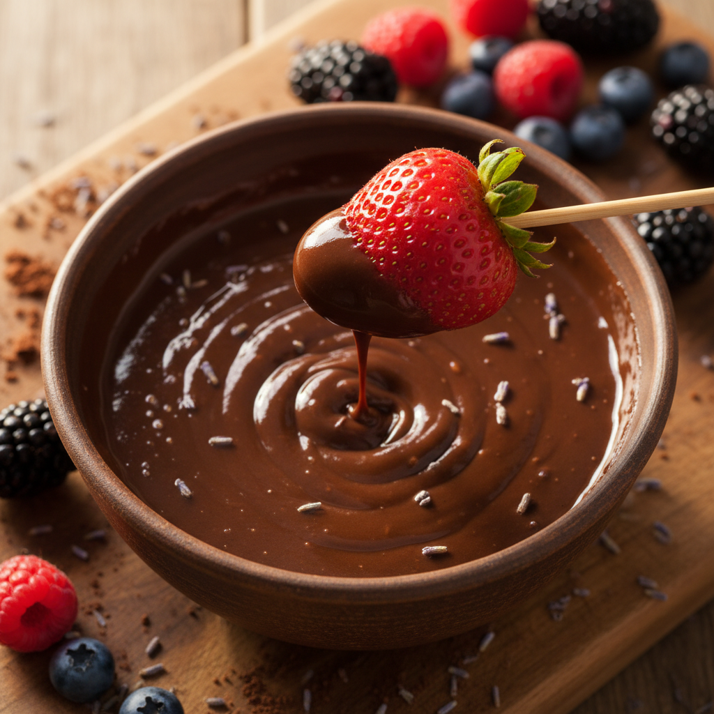 Sanftes Lavendel Schokoladen Fondue