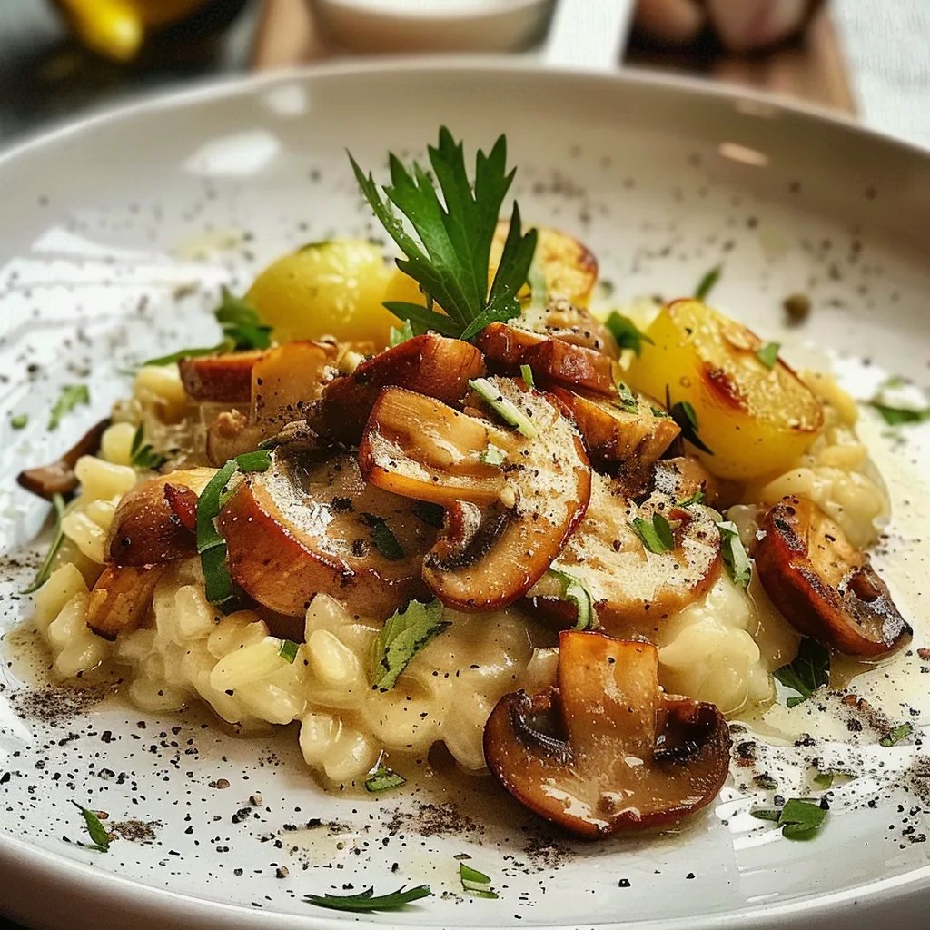 Cremiges Rosenkohl-Pilz-Risotto