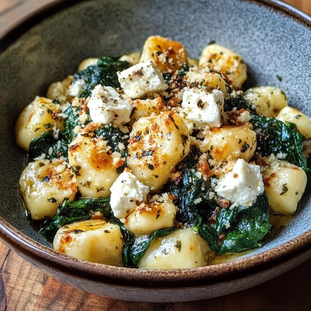 Cremige Gnocchi mit Spinat und Feta