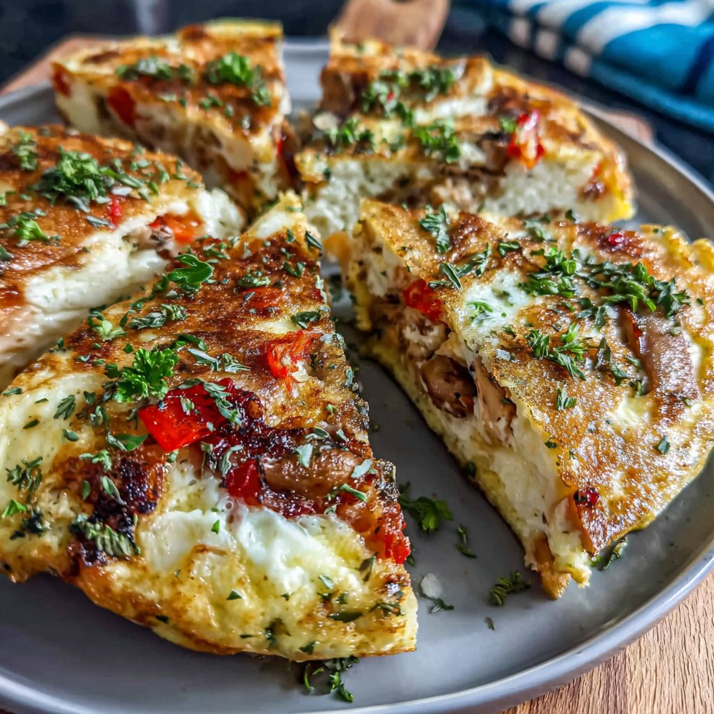 Puten Gemüse Omelett Teller