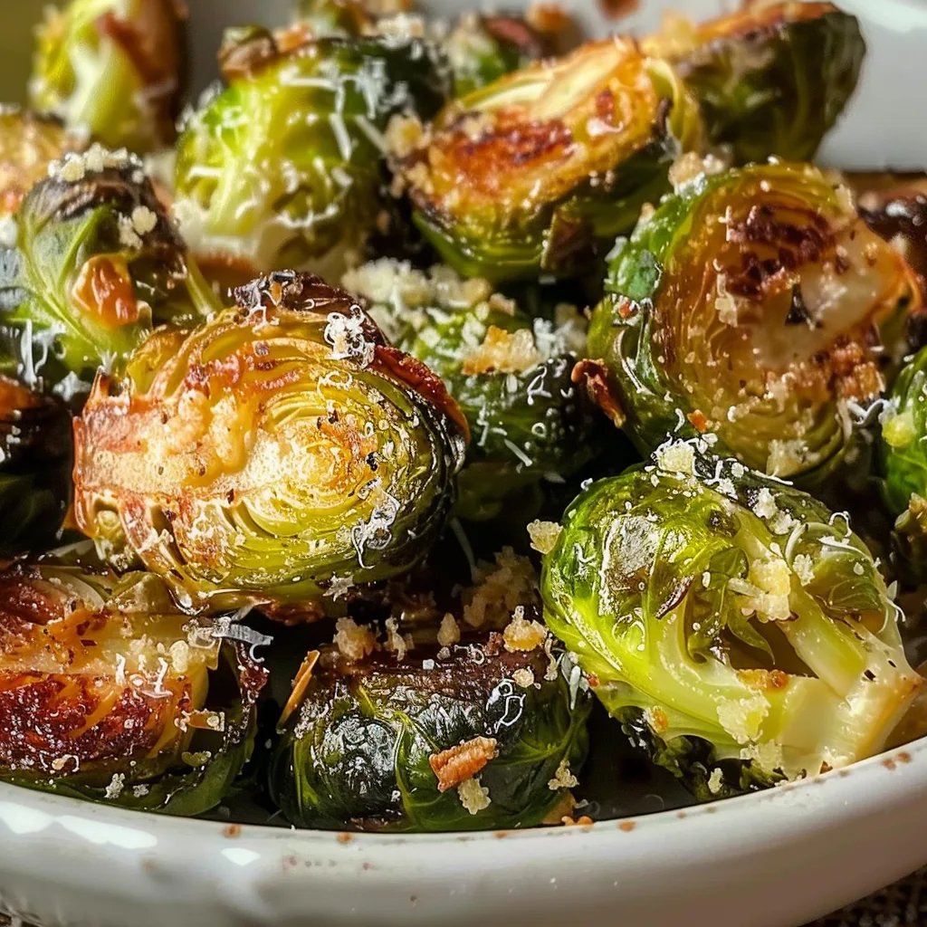 Knusprige Knoblauch Parmesan Rosenkohl