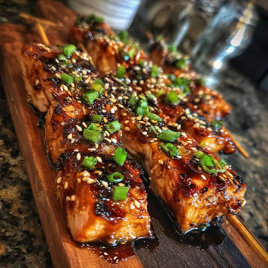 Gegrillte Lachs Teriyaki Spieße